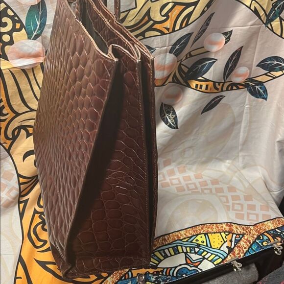 Furla Brown Embossed Leather Handbag - Picture 5 of 16